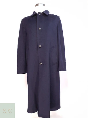 Abrigo Largo Azul Marino Merlet Original Lana y Lana de Cordero Talla LXL