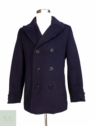 Abrigo Marinero Azul Lands' End Lana Talla SM