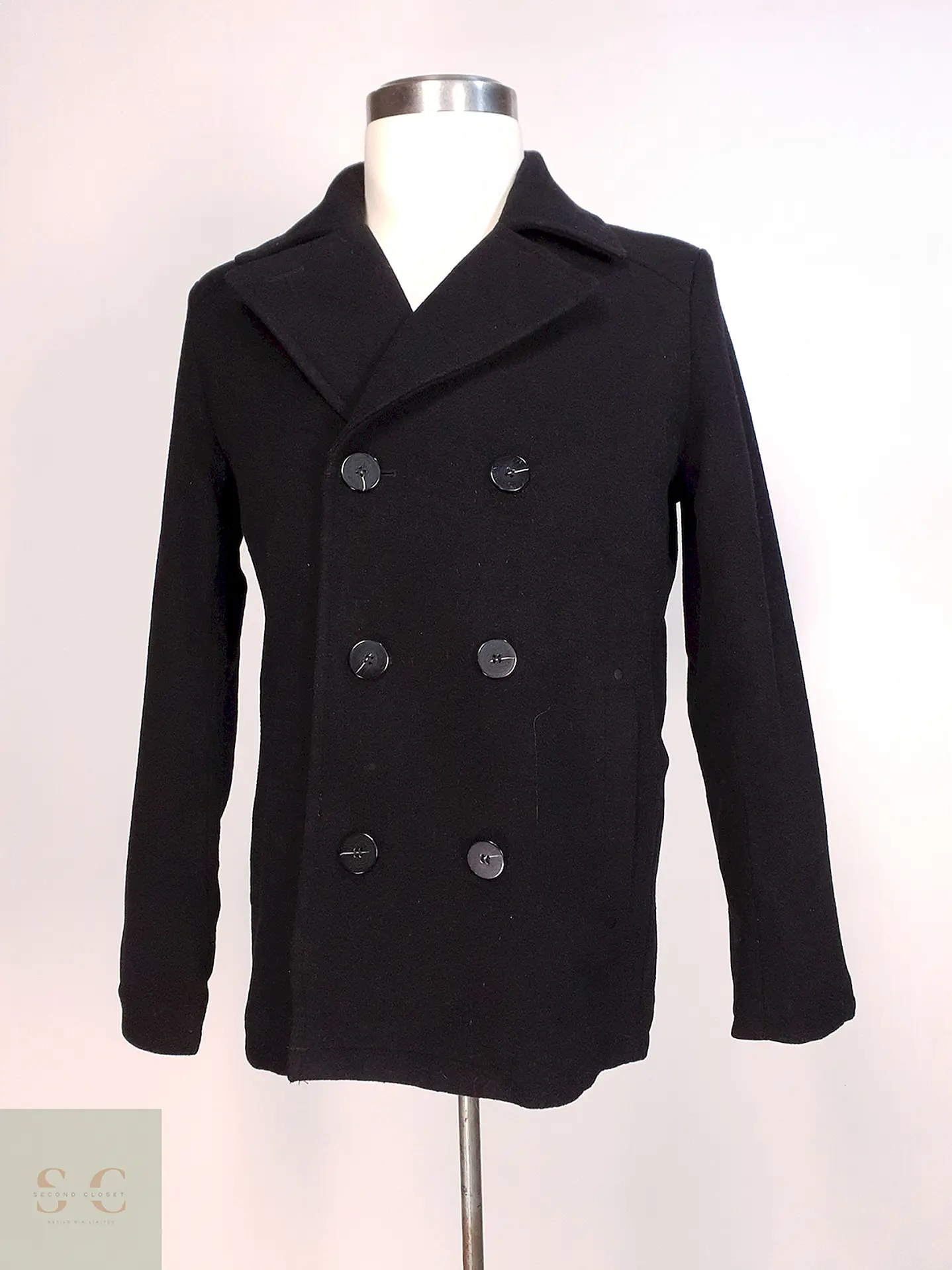 Abrigo Marinero Negro Kenneth Cole - Lana Talla S 1