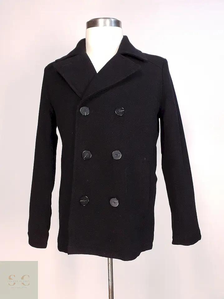 Abrigo Marinero Negro Kenneth Cole - Lana Talla S 1