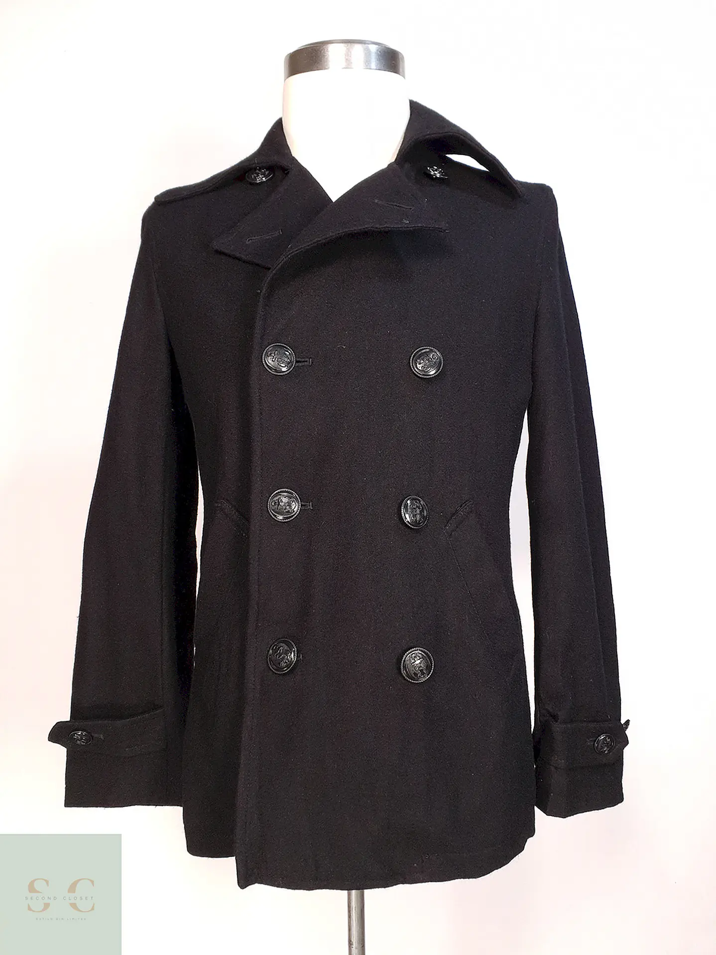 Abrigo Marinero Negro Japonés Suggestion - Lana Talla S 1