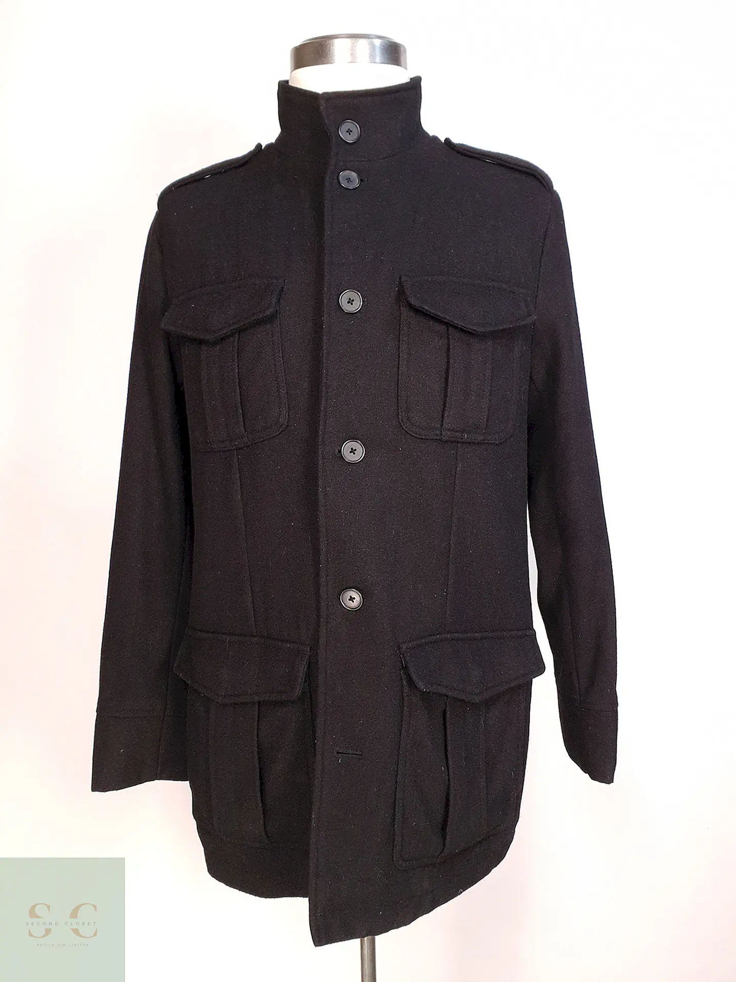 Abrigo Chaqueta Alfani Negro - Lana Talla L 1