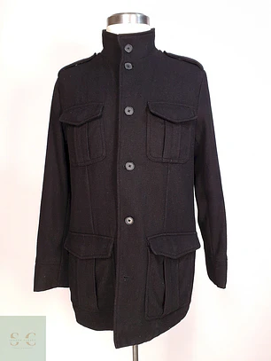 Abrigo Chaqueta Alfani Negro - Lana Talla L