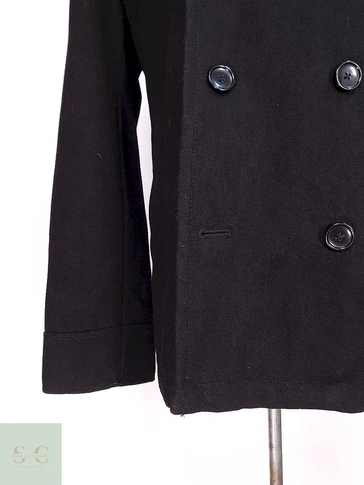 Abrigo Marinero Negro Merona Lana Talla M 6