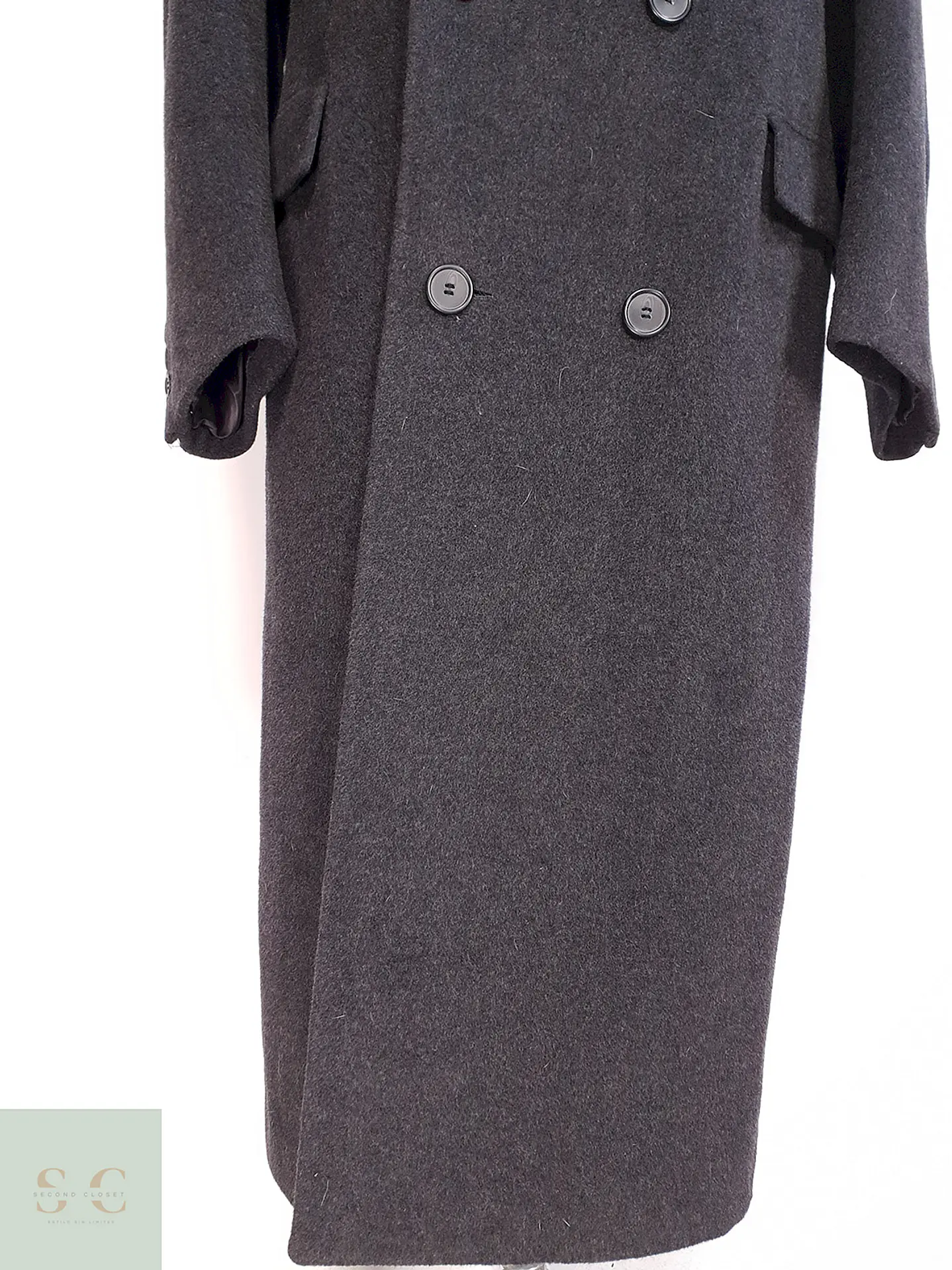 Abrigo Largo Cruzado Plomo Lana Cashmere Talla L 2