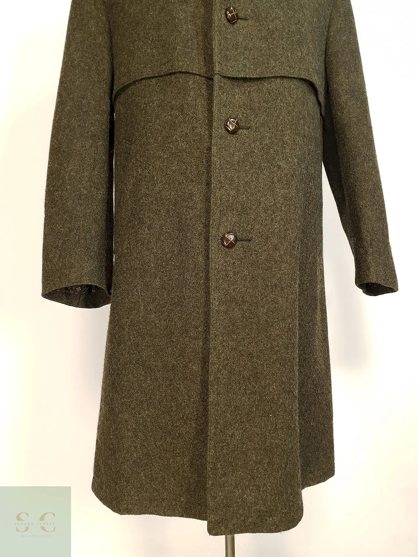 Abrigo Largo Loden Verde Baur Tirol 100% Lana Virgen Talla L 8
