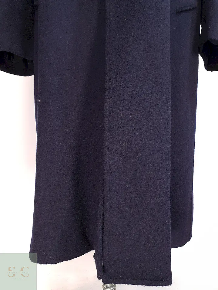 Abrigo Largo Azul Marino Merlet Original Lana y Lana de Cordero Talla LXL 8