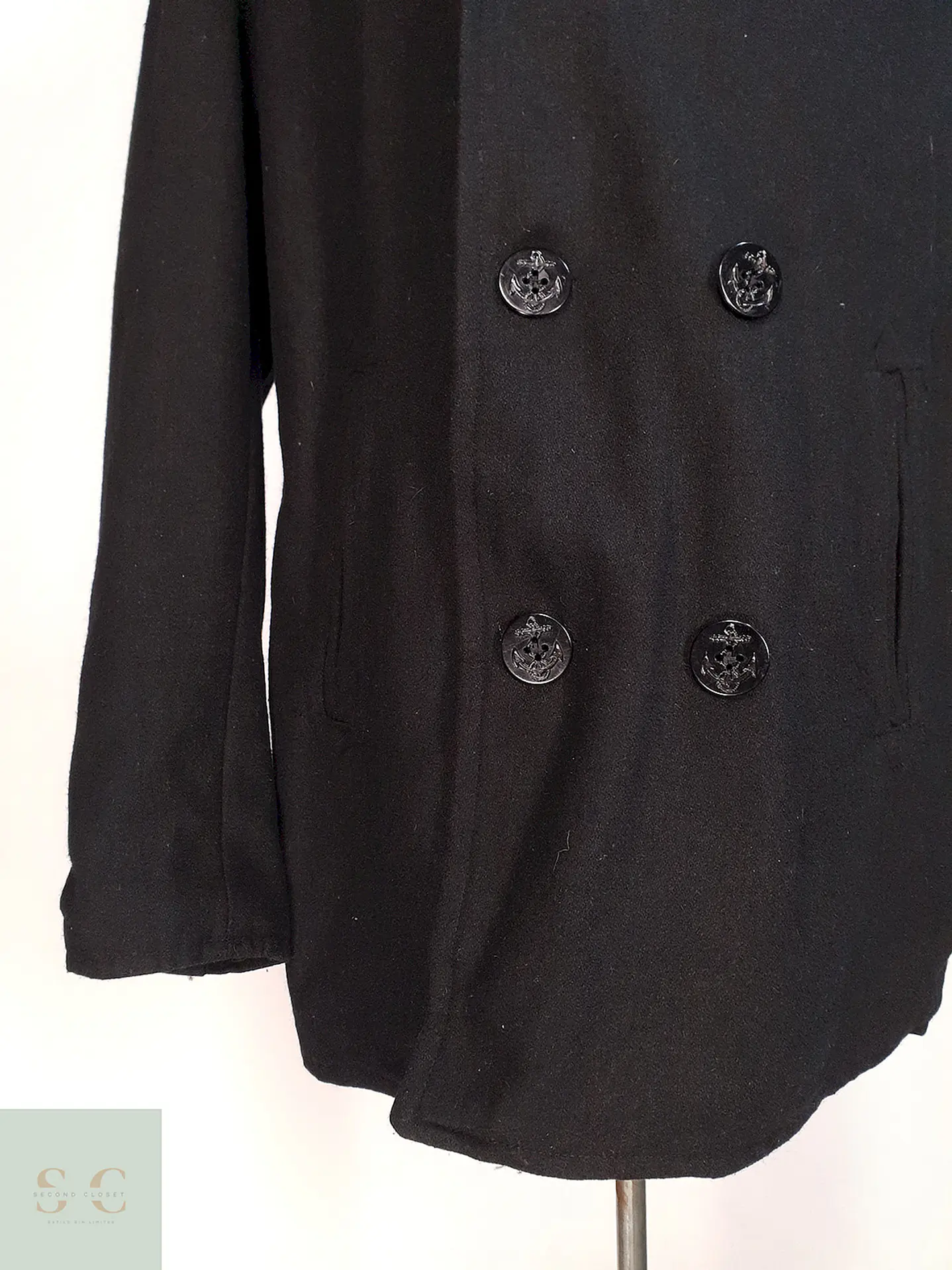 Abrigo Marinero Negro Chaps Lana Talla LXL 7