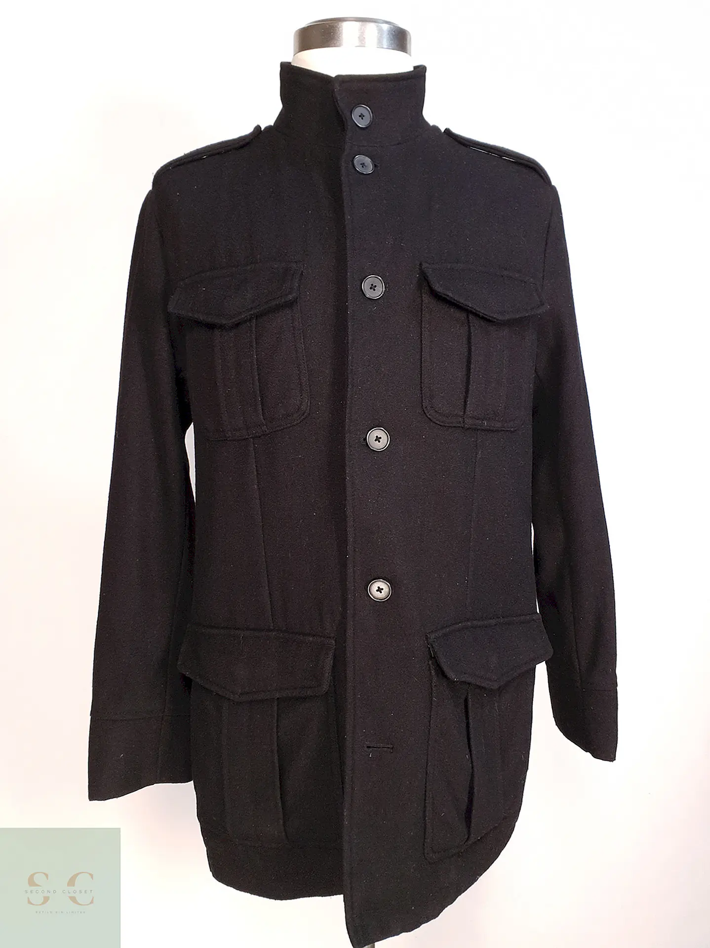 Abrigo Chaqueta Alfani Negro - Lana Talla L 2