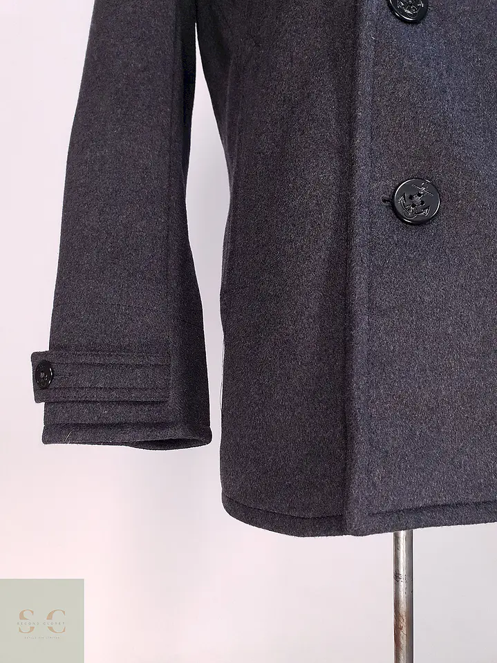 Abrigo Marinero Plomo Lands' End Lana gruesa Talla SM 5