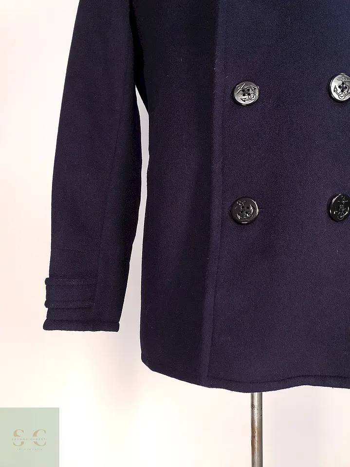 Abrigo Marinero Azul Lands' End Lana Talla SM 8
