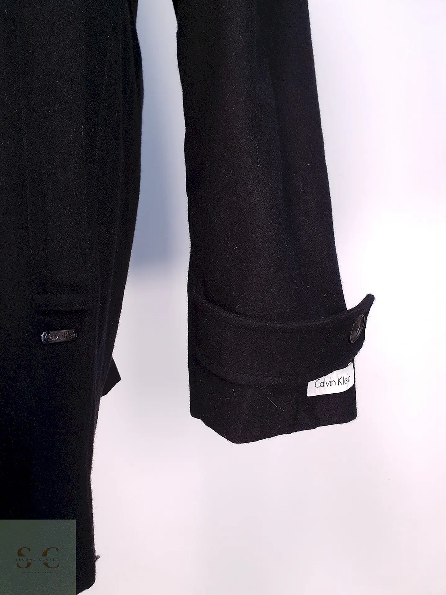 Abrigo Chaquetón Negro Calvin Klein 50% Lana Talla XXL 2