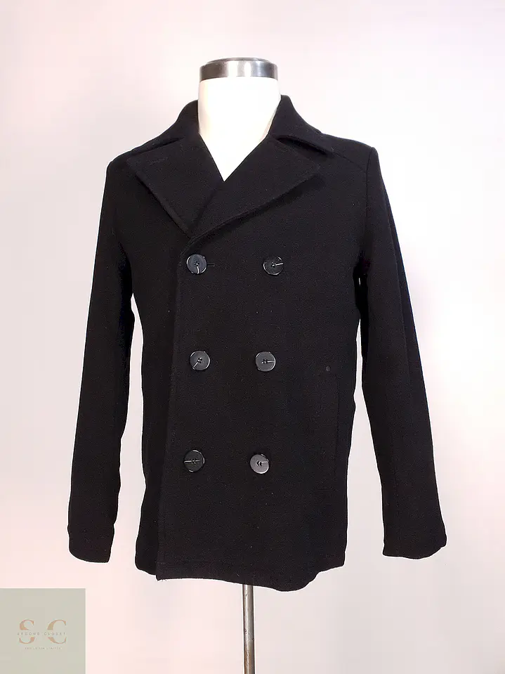 Abrigo Marinero Negro Kenneth Cole - Lana Talla S 2