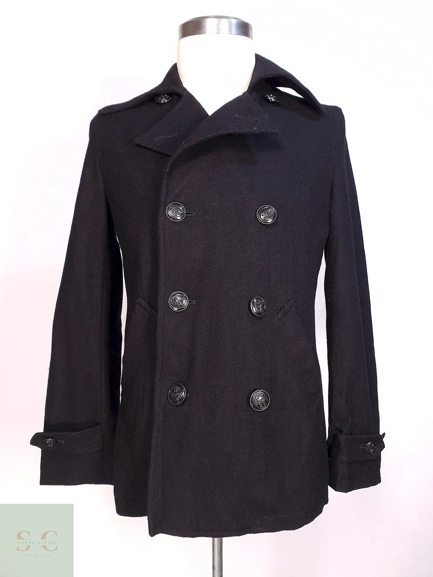 Abrigo Marinero Negro Japonés Suggestion - Lana Talla S 2