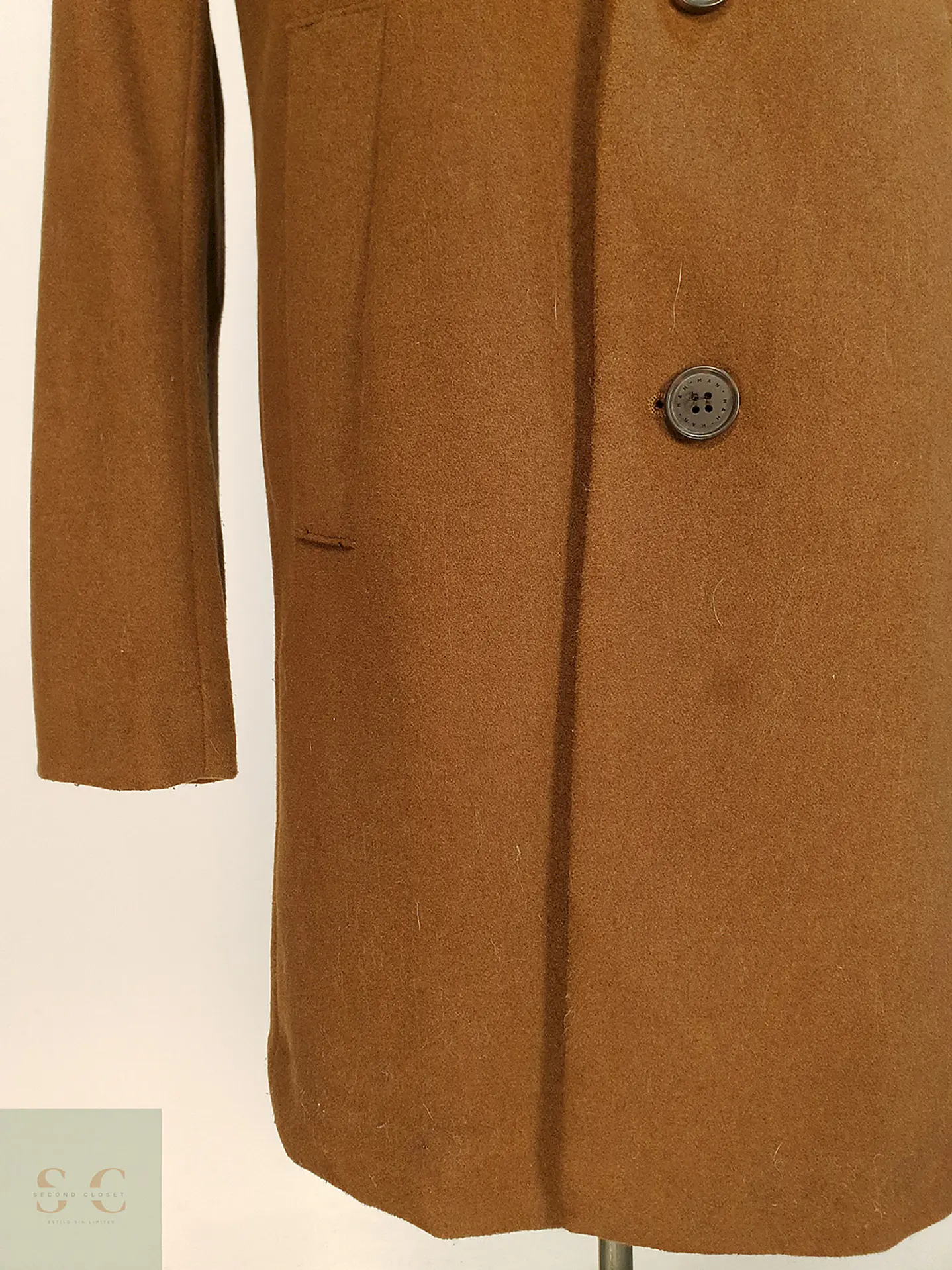 Abrigo Camel H&M Mezcla Lana Talla S 2