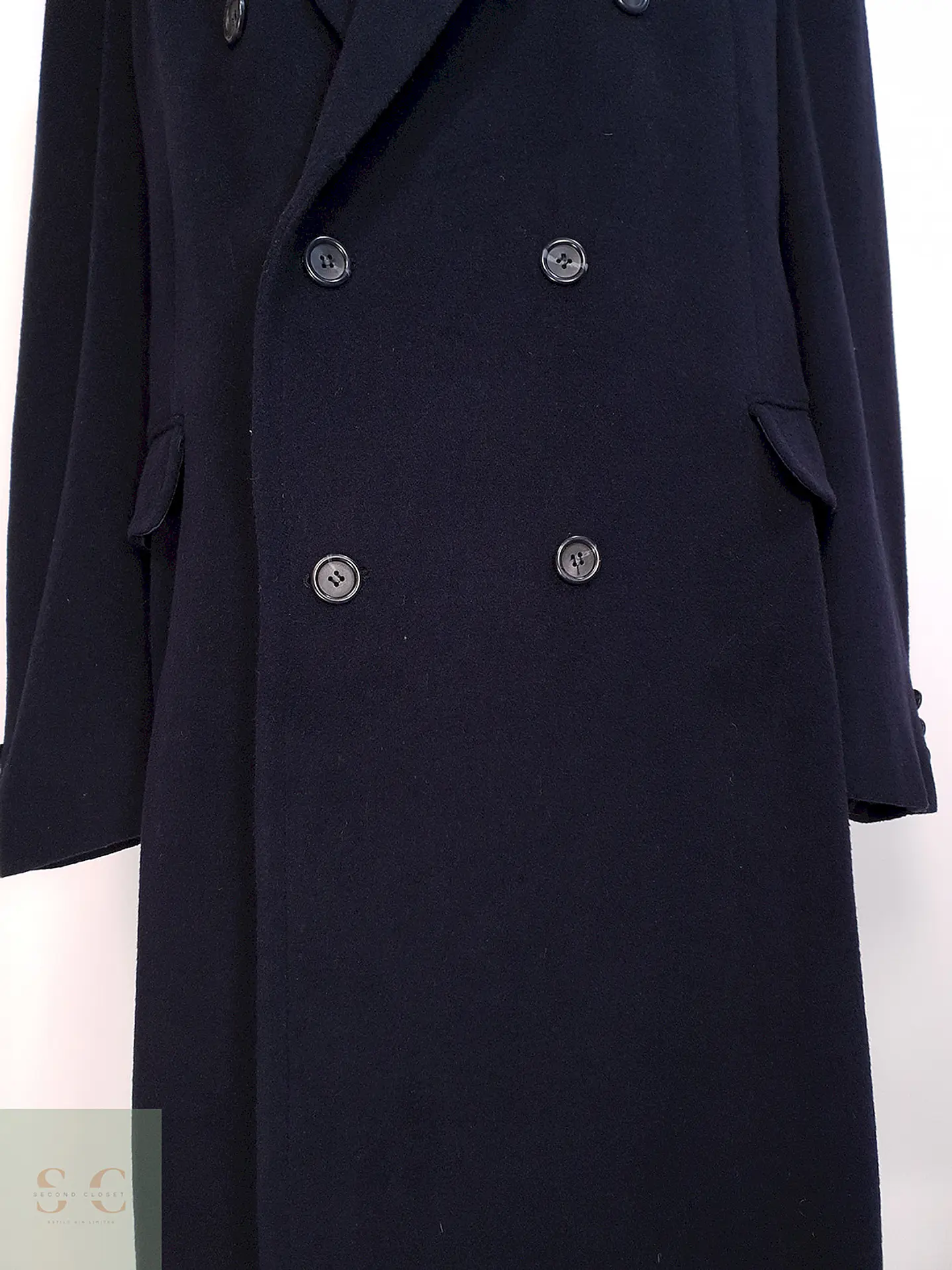 Abrigo Cruzado Largo Azul James Whitehead Lana Cashmere Talla XL 3