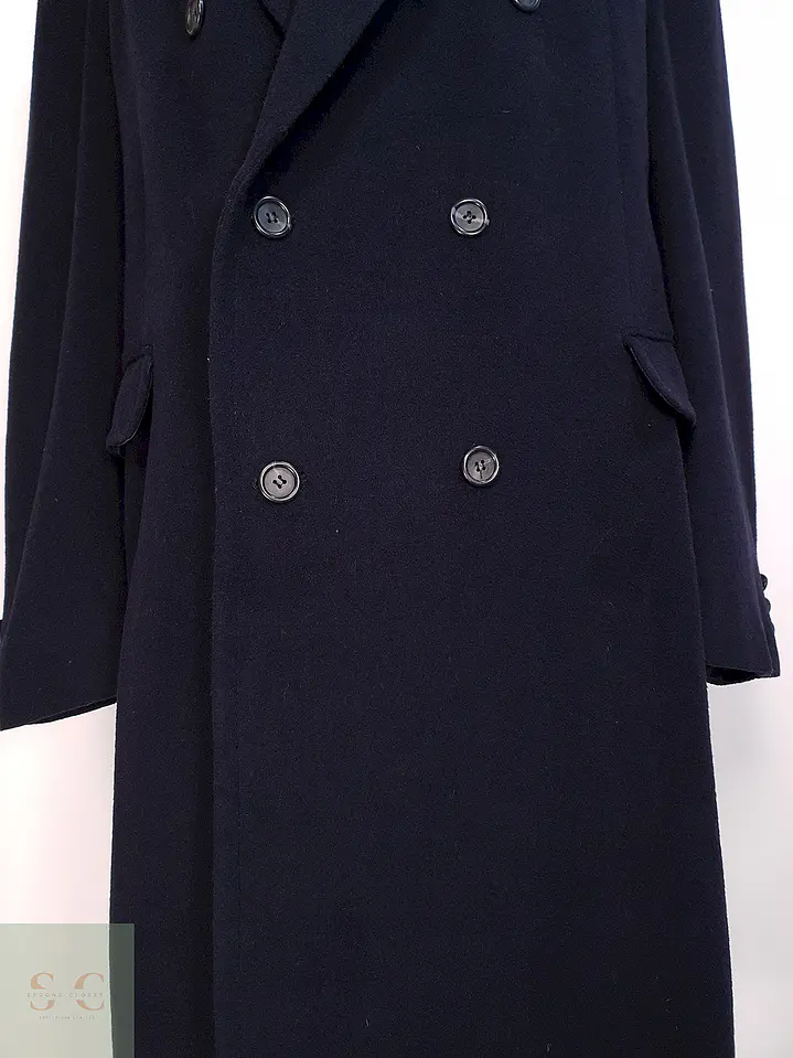 Abrigo Cruzado Largo Azul James Whitehead Lana Cashmere Talla XL 3