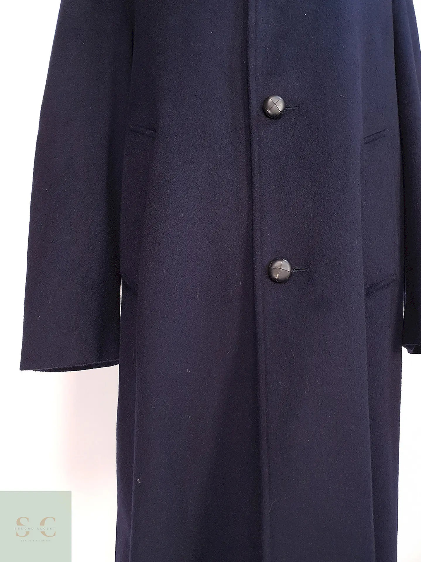 Abrigo Largo Azul Marino Merlet Original Lana y Lana de Cordero Talla LXL 7