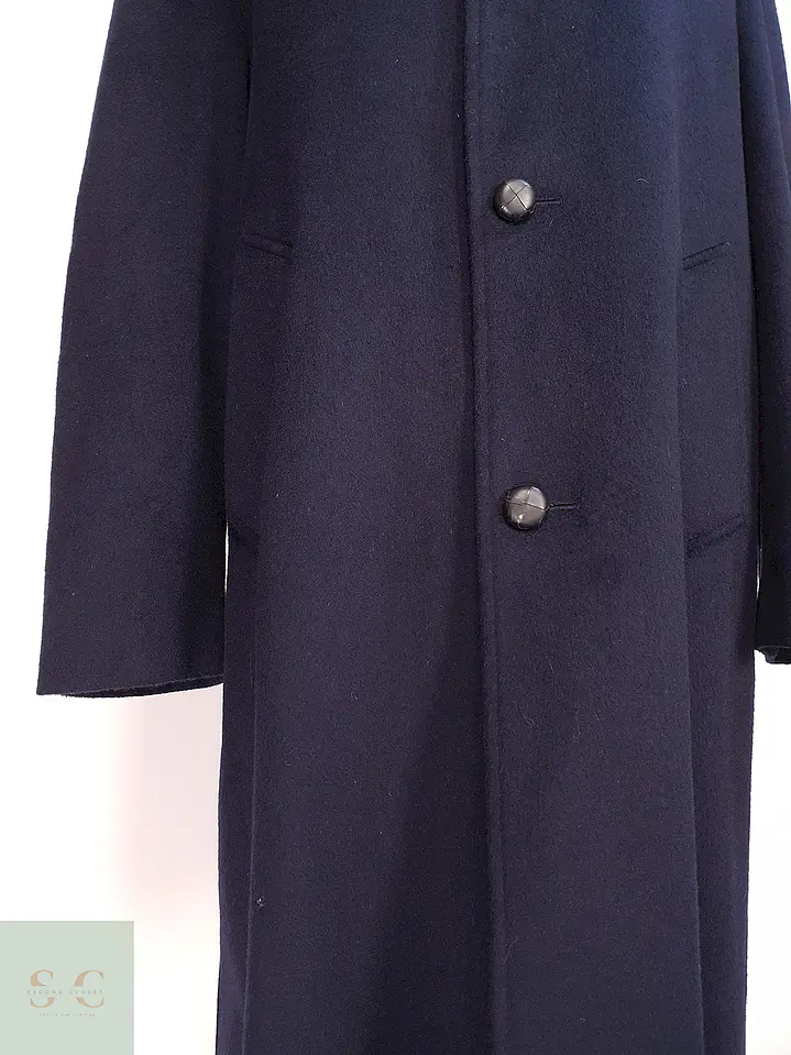 Abrigo Largo Azul Marino Merlet Original Lana y Lana de Cordero Talla LXL 7