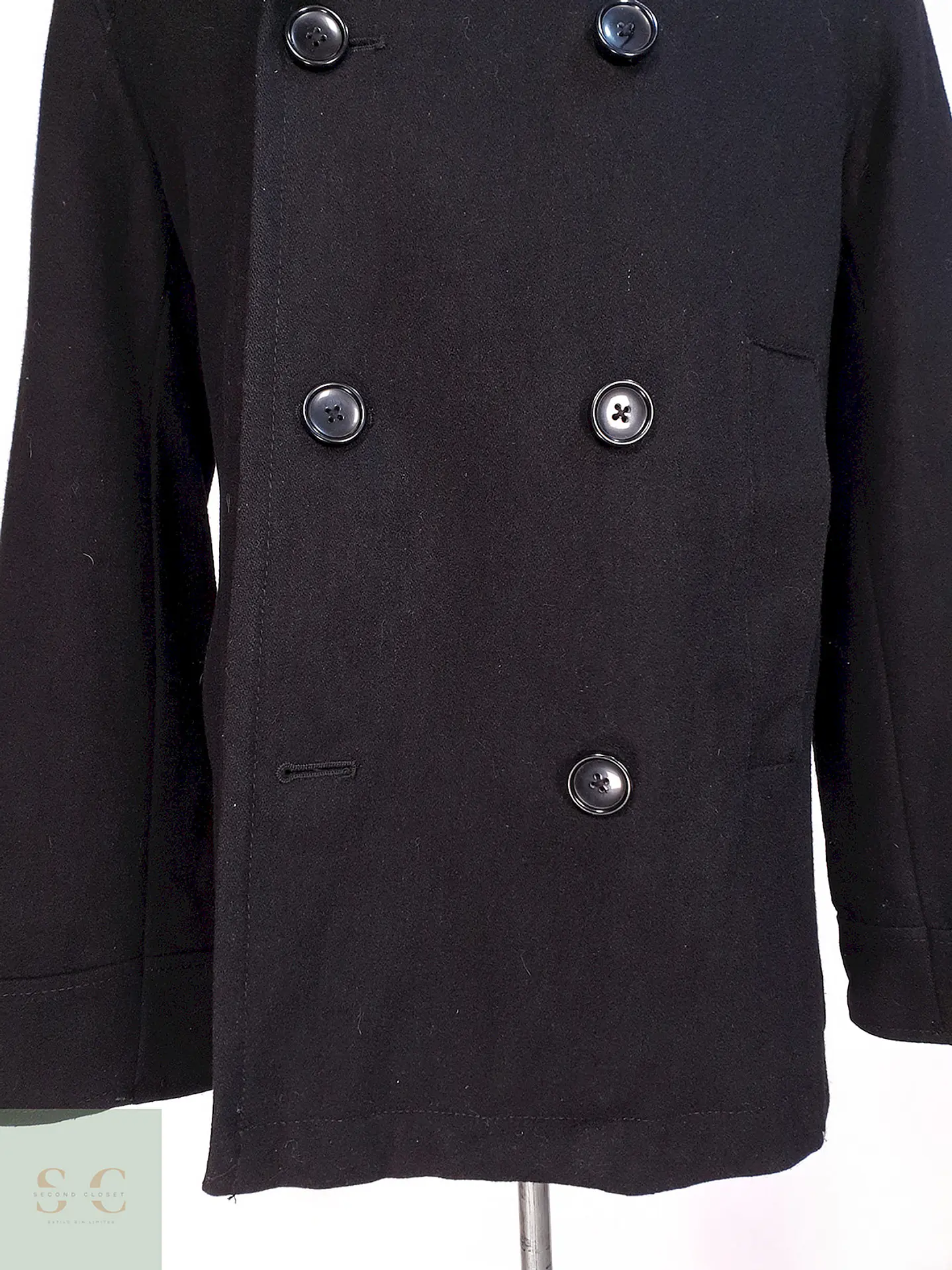 Abrigo Marinero Negro Merona Lana Talla M 5