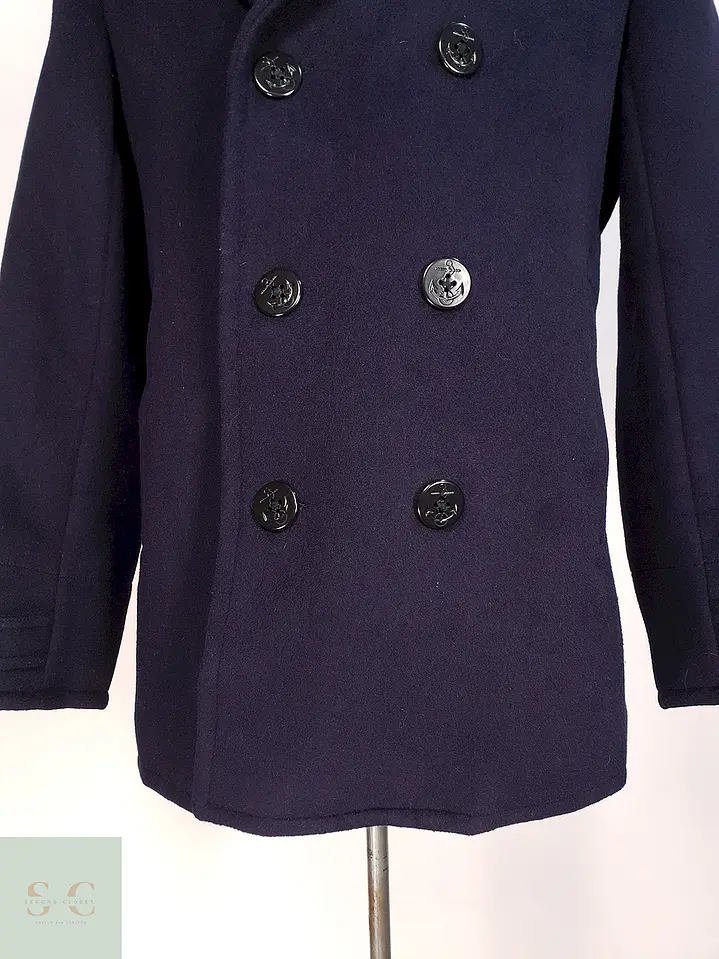 Abrigo Marinero Azul Lands' End Lana Talla SM 7