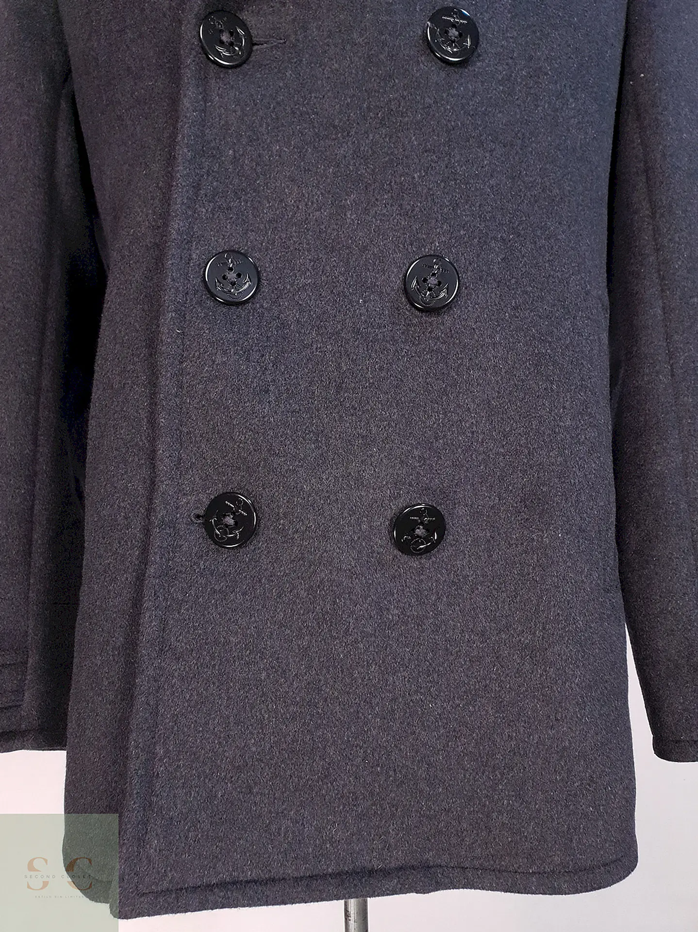 Abrigo Marinero Plomo Lands' End Lana gruesa Talla SM 6