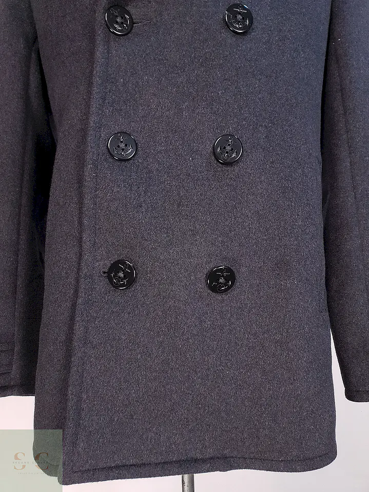 Abrigo Marinero Plomo Lands' End Lana gruesa Talla SM 6