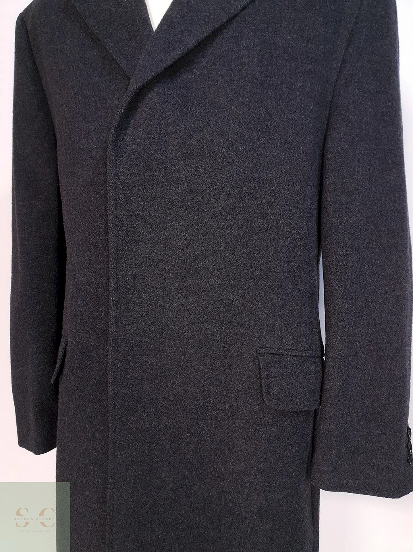 Abrigo Largo Plomo San Remo Lana Virgen Cashmere Talla 2XL 8