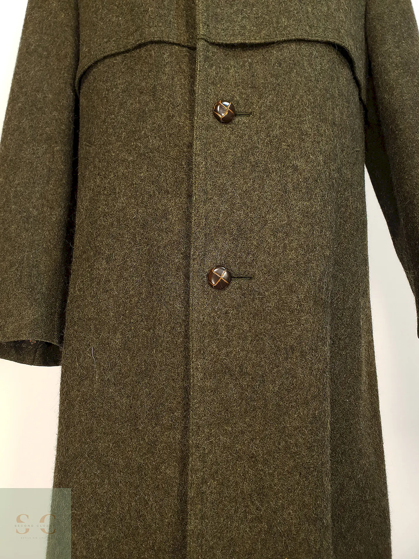 Abrigo Largo Loden Verde Baur Tirol 100% Lana Virgen Talla L 9