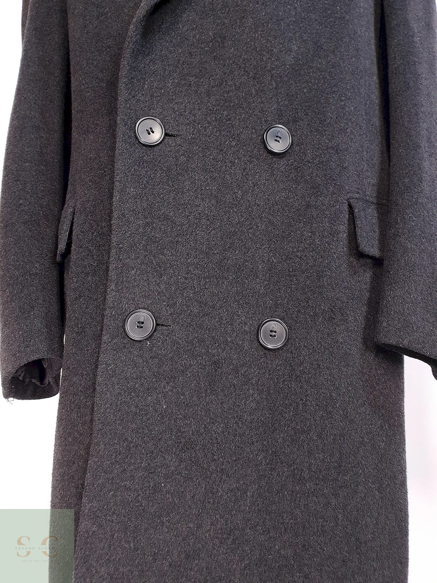 Abrigo Largo Cruzado Plomo Lana Cashmere Talla L 4