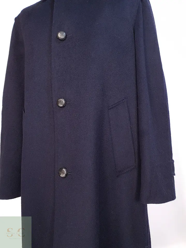 Abrigo Largo Azul Marino Merlet Original Lana y Lana de Cordero Talla LXL 4