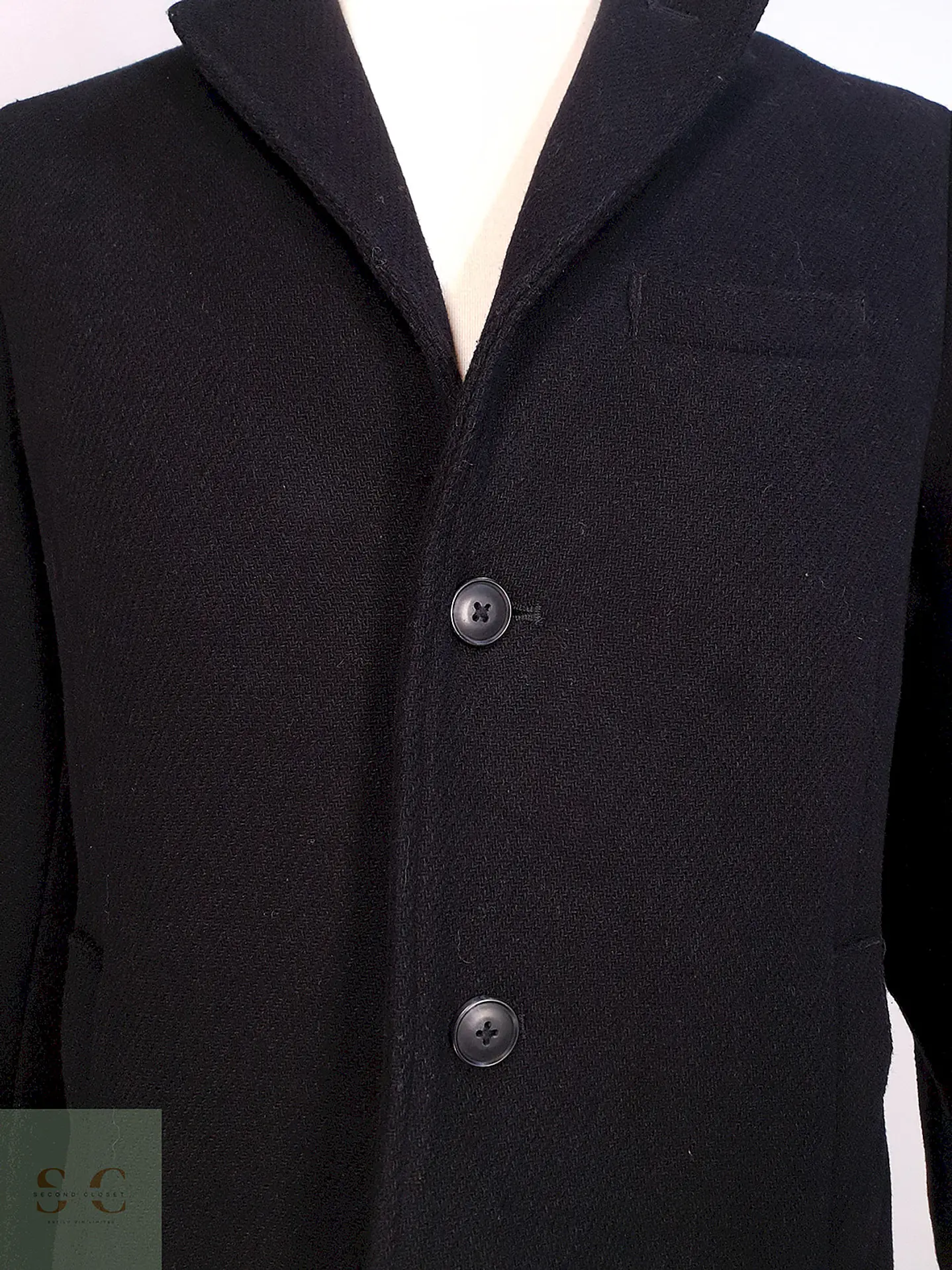 Abrigo Negro GAP Lana Italiano Lanificio Nello Gori - Talla S 4
