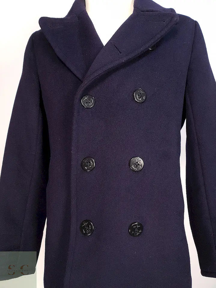Abrigo Marinero Azul Lands' End Lana Talla SM 6