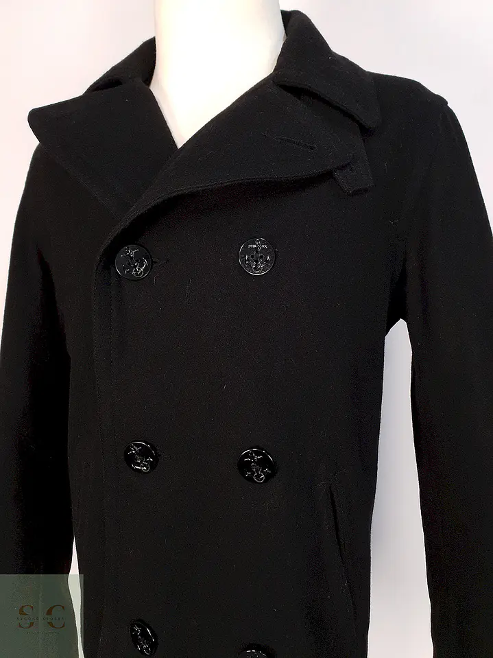 Abrigo Marinero Negro Old Navy Lana Virgen Talla L 3