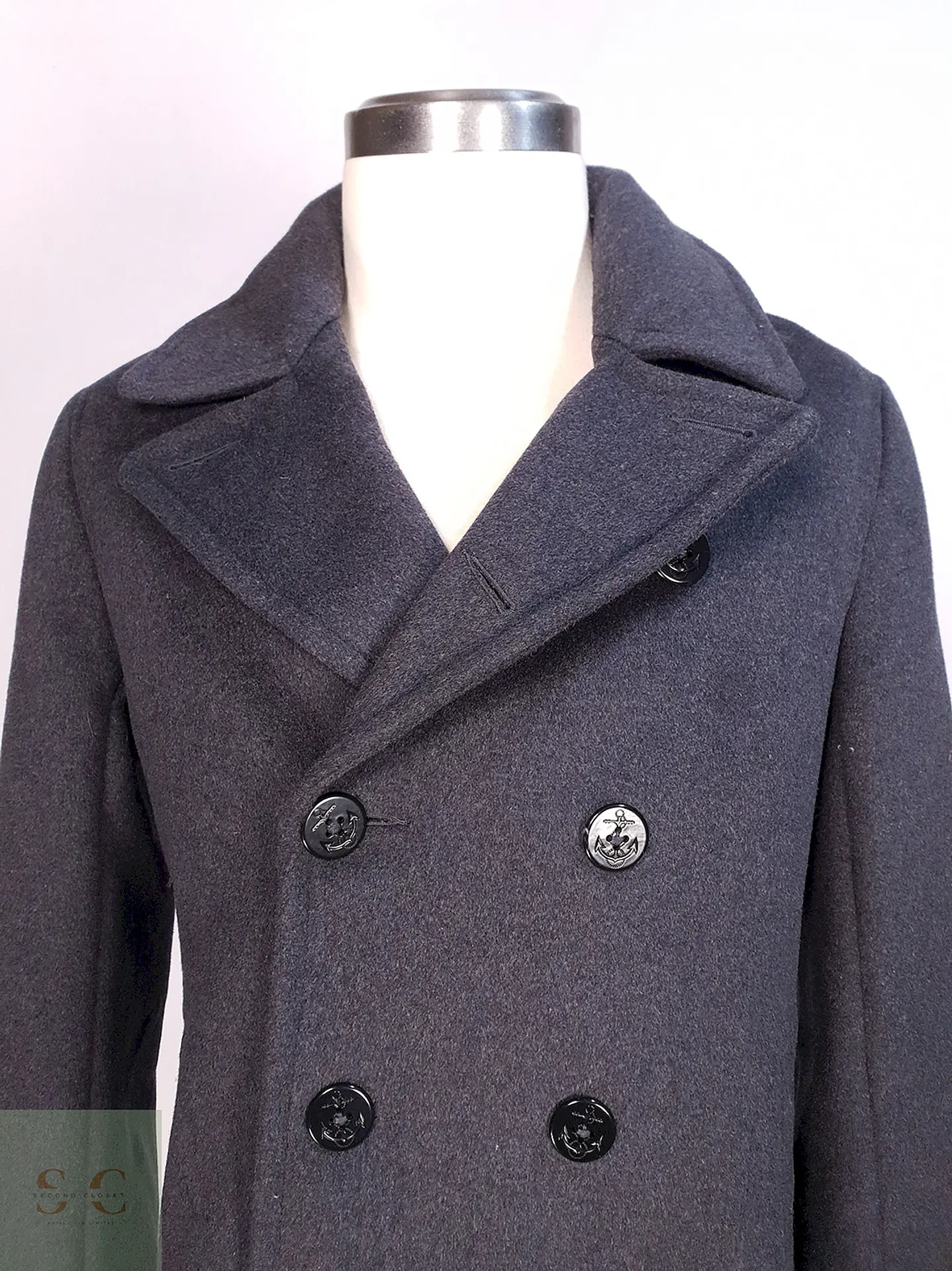 Abrigo Marinero Plomo Lands' End Lana gruesa Talla SM 4