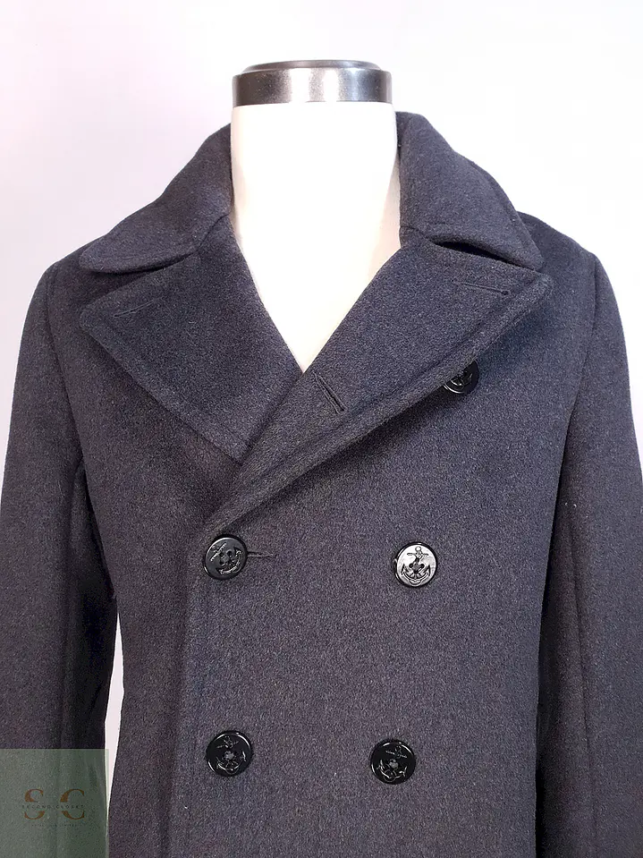 Abrigo Marinero Plomo Lands' End Lana gruesa Talla SM 4