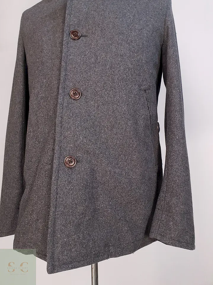 Abrigo Corto Gris Lana Cashmere Mens Melrose con Chaleco Talla SM 4