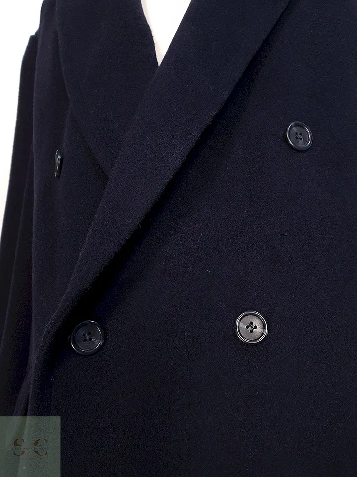 Abrigo Cruzado Largo Azul James Whitehead Lana Cashmere Talla XL 5