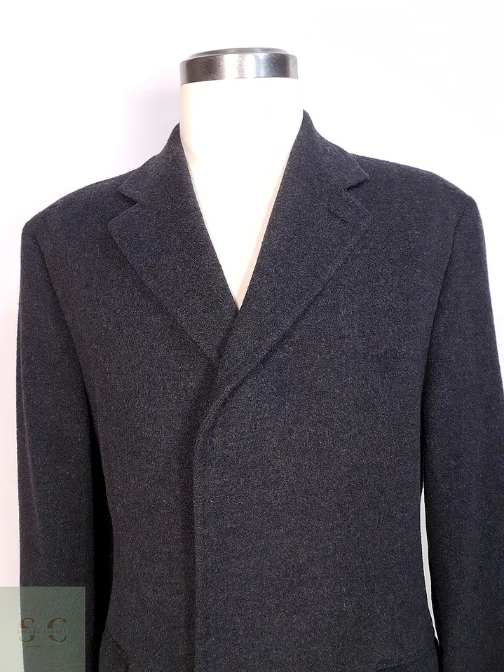Abrigo Largo Plomo San Remo Lana Virgen Cashmere Talla 2XL 5