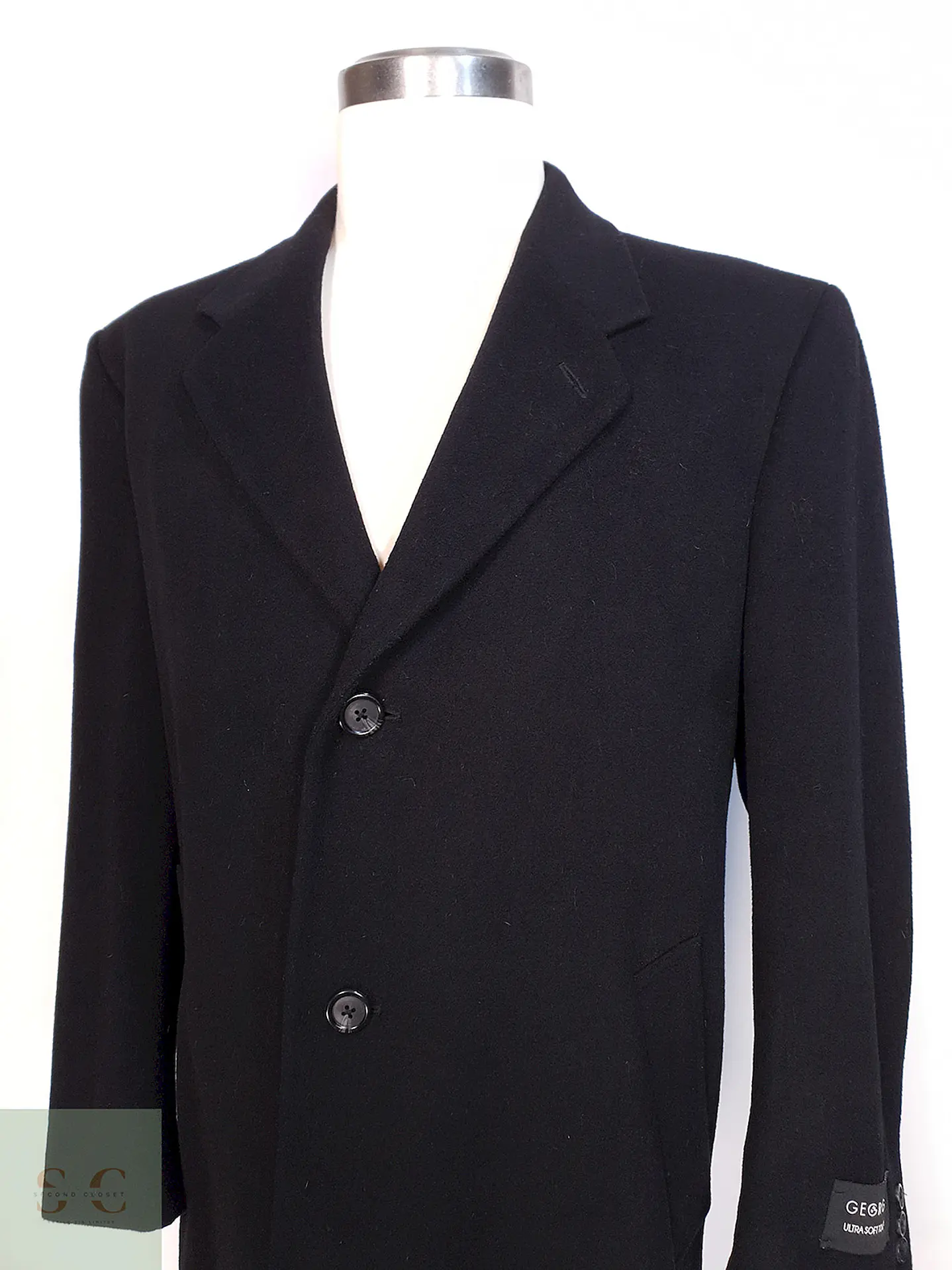 Abrigo Largo Negro Lana George Talla XL 3