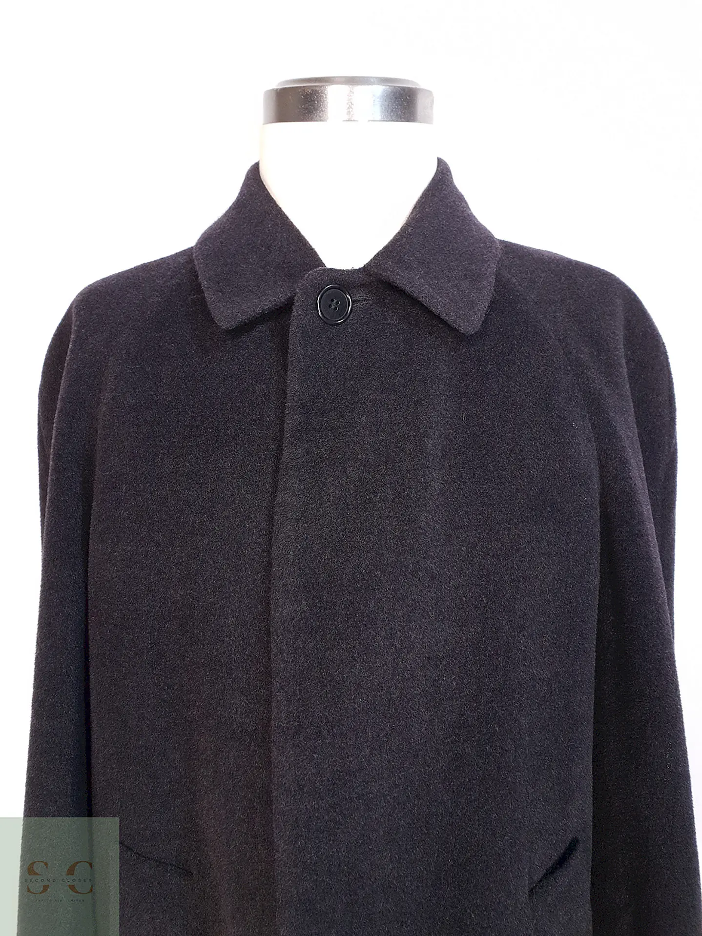 Abrigo Largo Plomo Black Watch Lana Cashmere Talla L 2