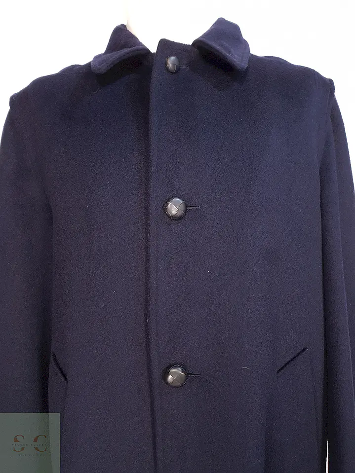 Abrigo Largo Azul Marino Merlet Original Lana y Lana de Cordero Talla LXL 6
