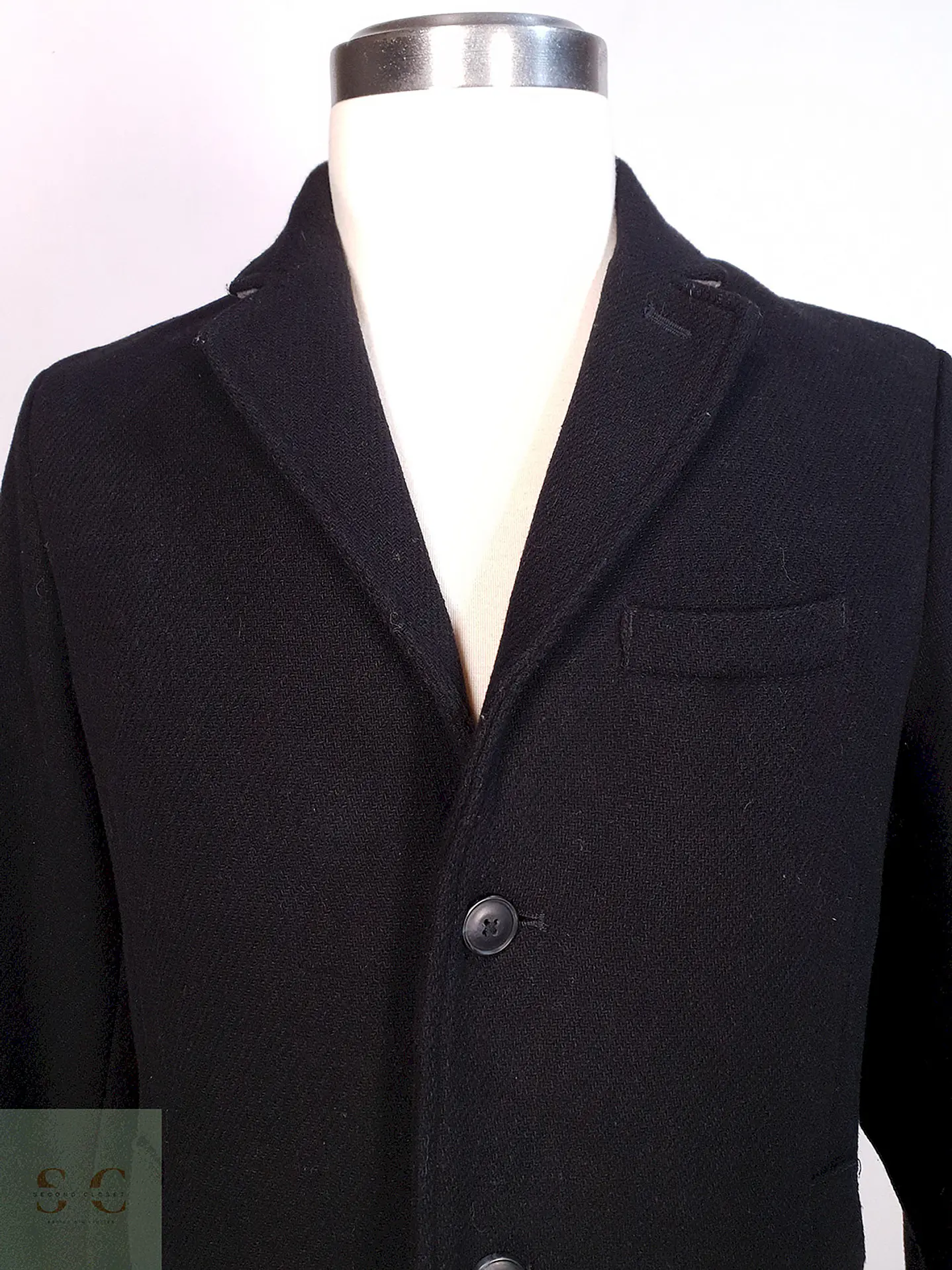 Abrigo Negro GAP Lana Italiano Lanificio Nello Gori - Talla S 2