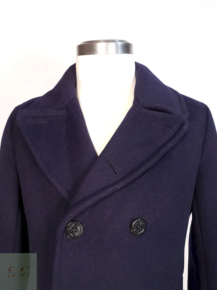 Abrigo Marinero Azul Lands' End Lana Talla SM 3