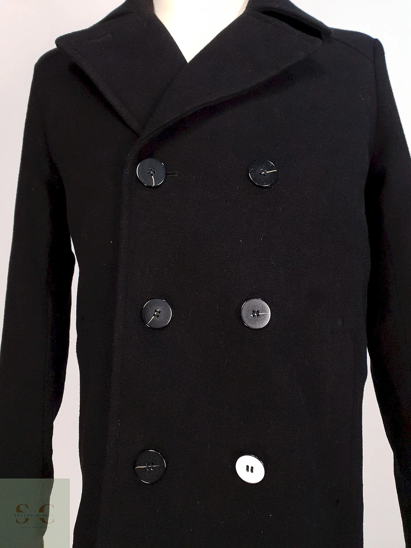 Abrigo Marinero Negro Kenneth Cole - Lana Talla S 5