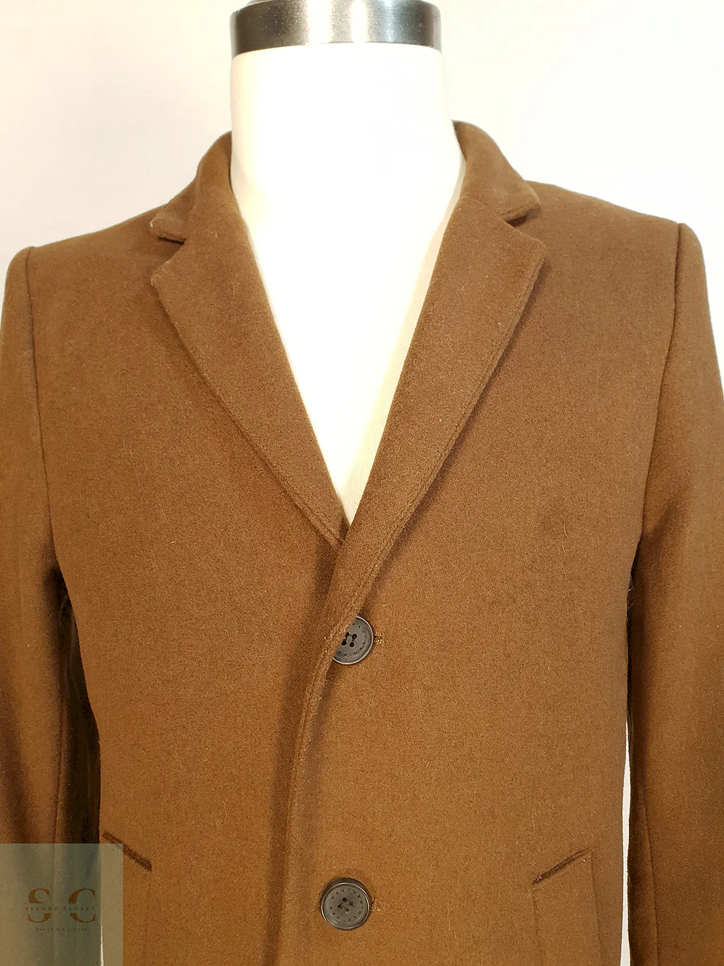 Abrigo Camel H&M Mezcla Lana Talla S 5