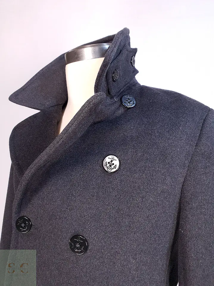 Abrigo Marinero Plomo Lands' End Lana gruesa Talla SM 3