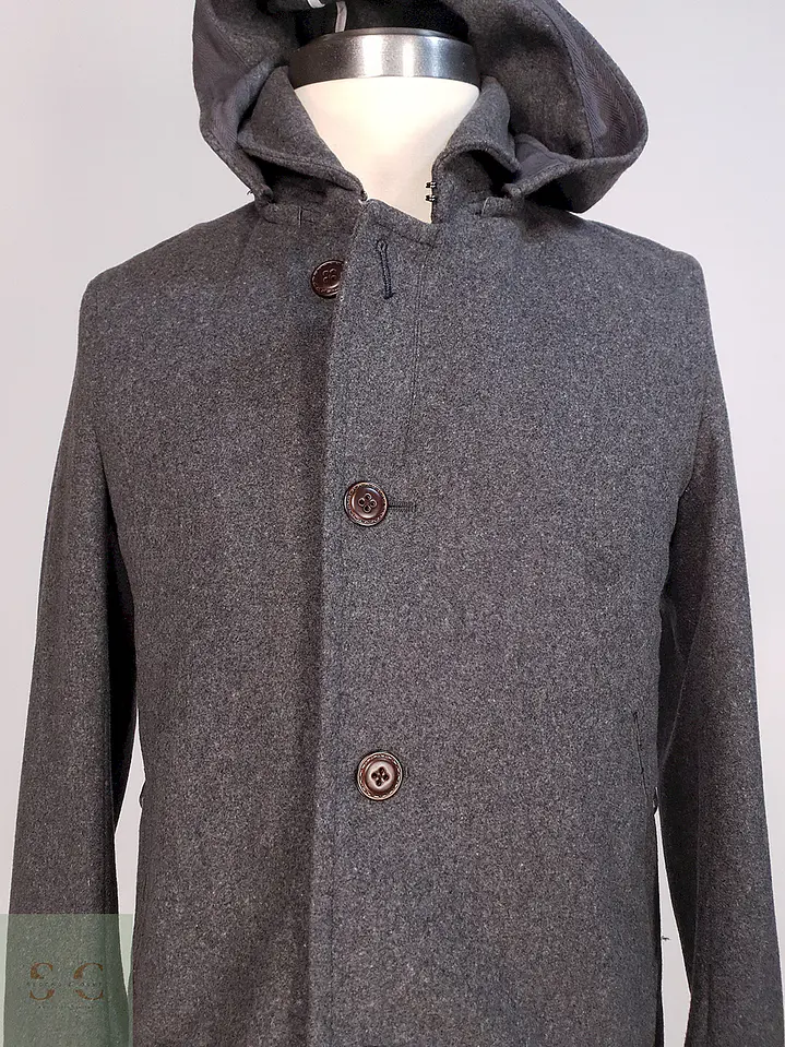 Abrigo Corto Gris Lana Cashmere Mens Melrose con Chaleco Talla SM 5