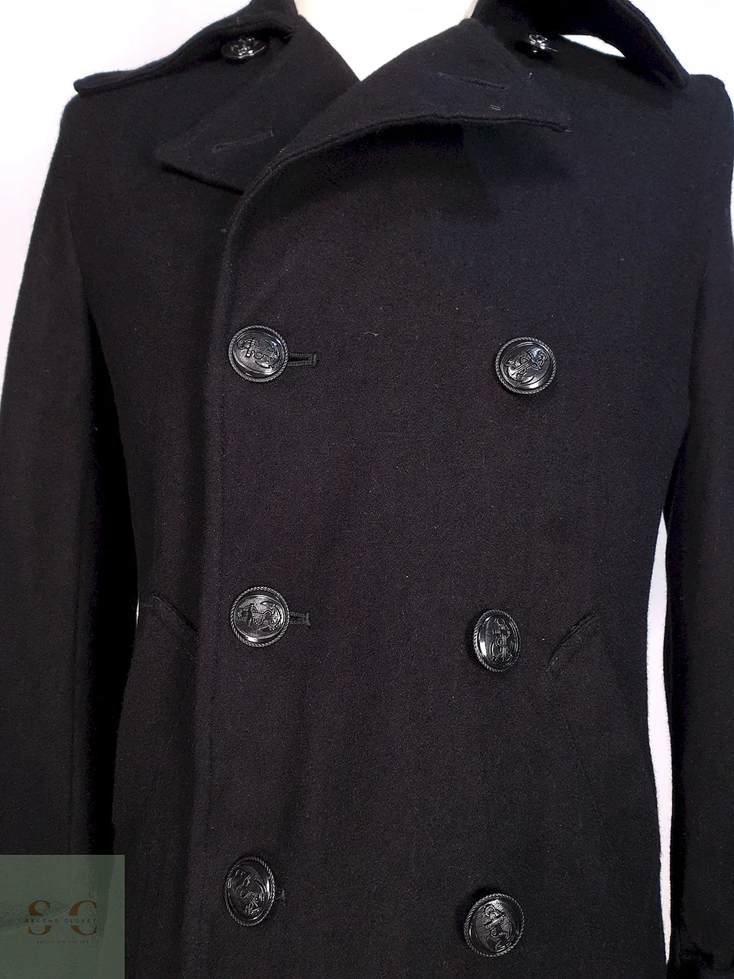 Abrigo Marinero Negro Japonés Suggestion - Lana Talla S 5