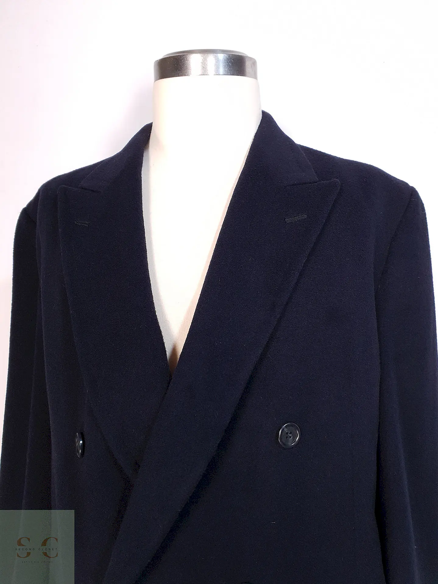 Abrigo Cruzado Largo Azul James Whitehead Lana Cashmere Talla XL 6